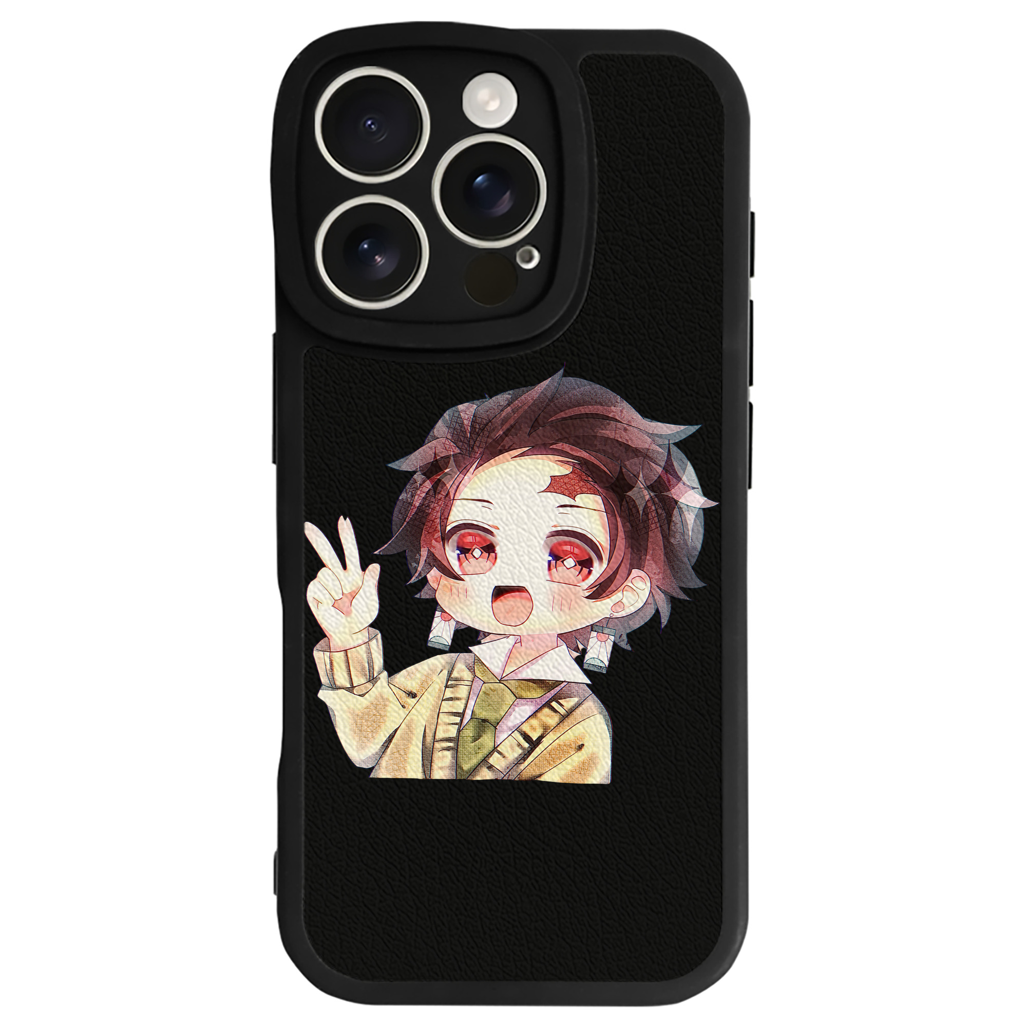 （画像用） 鬼滅の刃 竈門 炭治郎／かまど たんじろう Kamado Tanjirou 【iPhone 16シリーズ対応】シリコンスマホケース（レザー調） 材質：シリコン